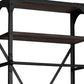 Black Iron and Solid Wood Five Tier Bookcase with Two Drawers