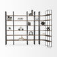 Brown Iron and Solid Wood Six Tier Bookcase