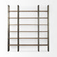 Brown Nickel and Solid Wood Six Tier Bookcase