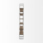 Brown Nickel and Solid Wood Six Tier Bookcase