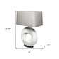 27" White Geometric Table Lamp With Gray Shade