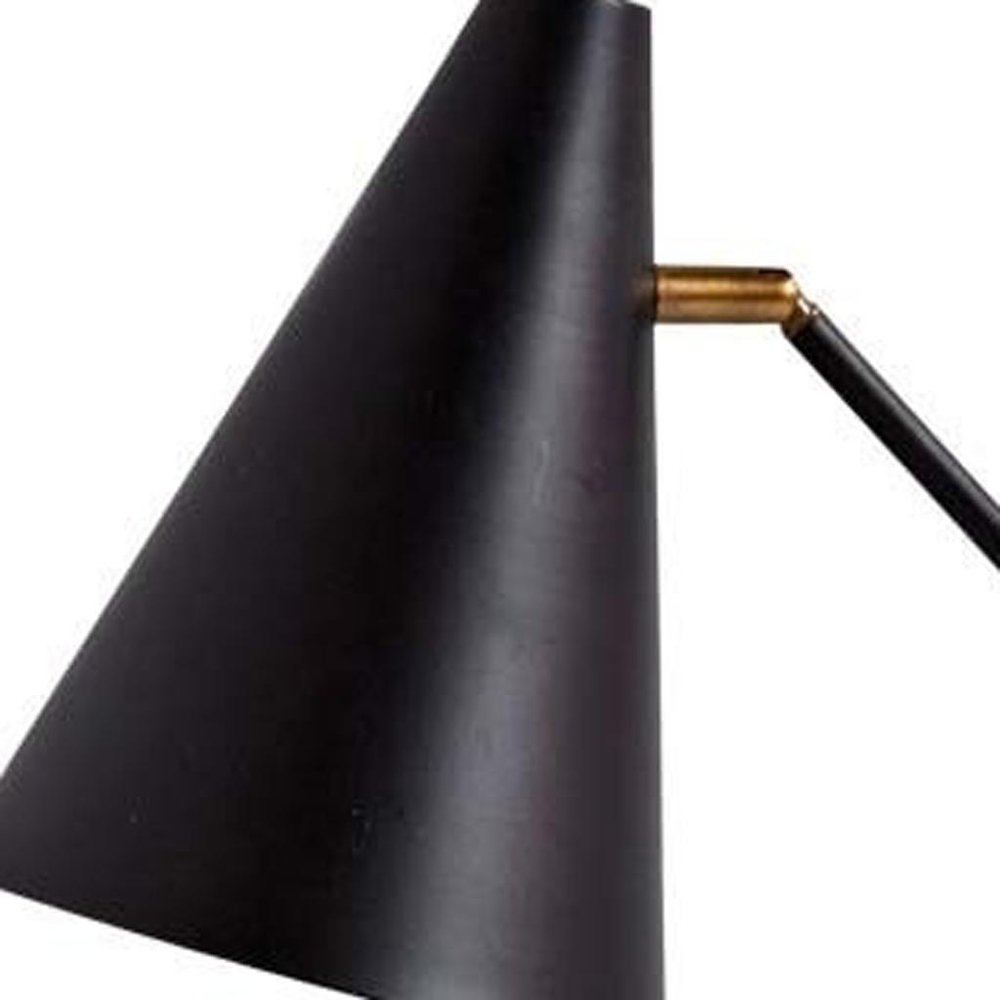 26" Black Metal Swing Arm With Black Cone Shade