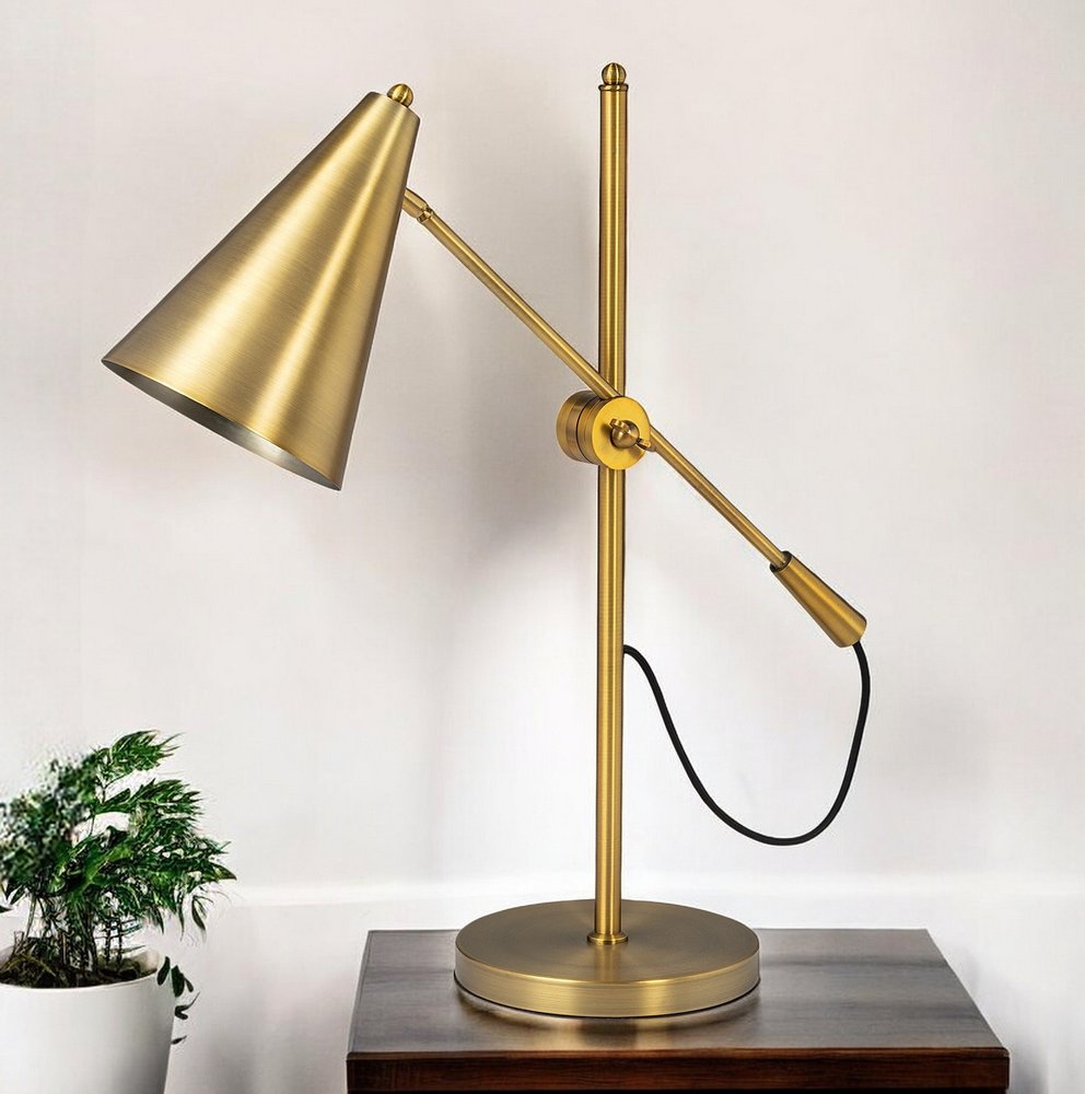 26" Gold Lamp Base LED With Gold Shade