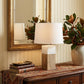 White Marble And Natural Wood Block Table Or Desk Lamp
