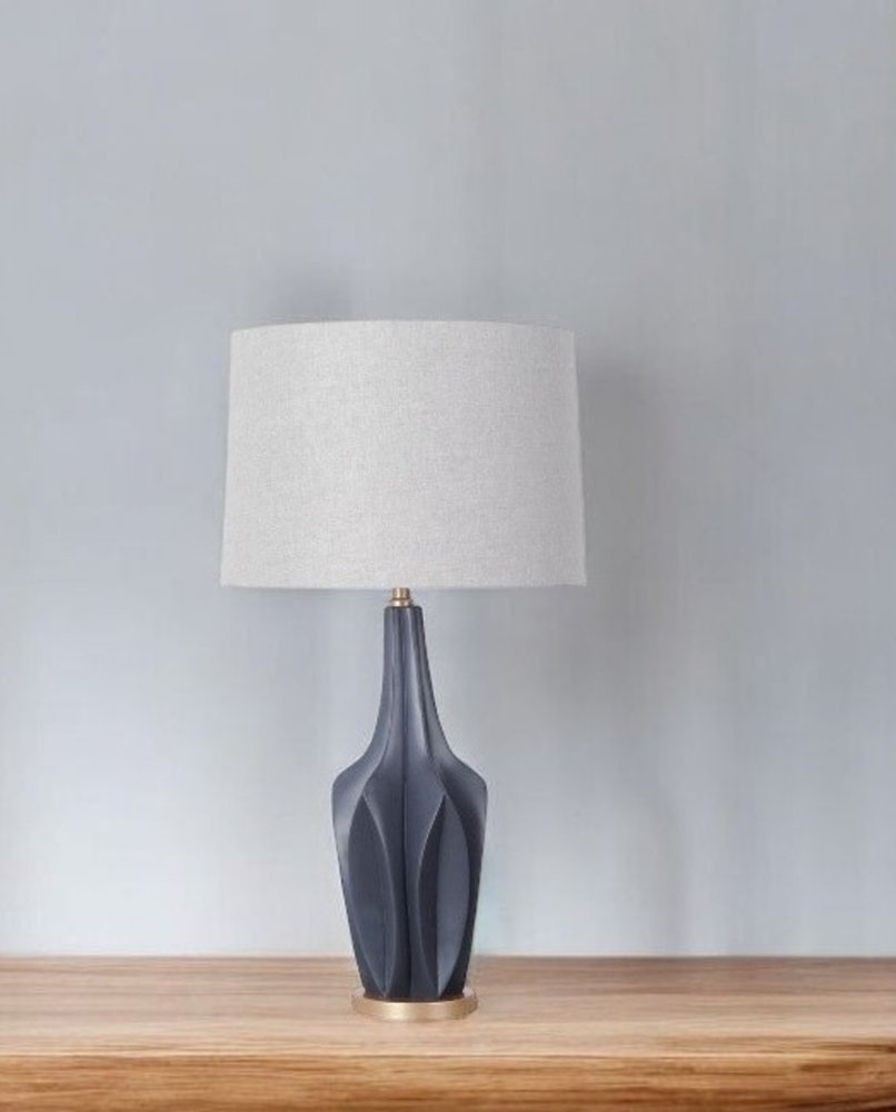 Sculptural Slate Blue Table Lamp