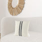 Beige And Central Blue Stripes Square Accent Pillow Cover