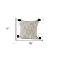 Beige And Midnight Pom Pom Square Accent Pillow Cover