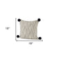 Beige And Midnight Pom Pom Square Accent Pillow Cover