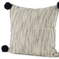 Beige And Midnight Pom Pom Square Accent Pillow Cover