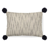 Beige And Midnight Pom Pom Lumbar Accent Pillow Cover