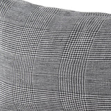 14" X 26" Black And White Herringbone Plaid Linen Throw Pillow Cover