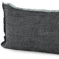 14" X 26" Black And Aqua Linen Throw Pillow Cover