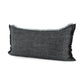 14" X 26" Black And Aqua Linen Throw Pillow Cover
