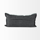 14" X 26" Black And Aqua Linen Throw Pillow Cover