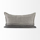 14" X 26" Dark Gray And Light Gray Striped Linen Lumbar Throw Pillow Cover