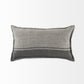 14" X 26" Dark Gray And Light Gray Striped Linen Lumbar Throw Pillow Cover