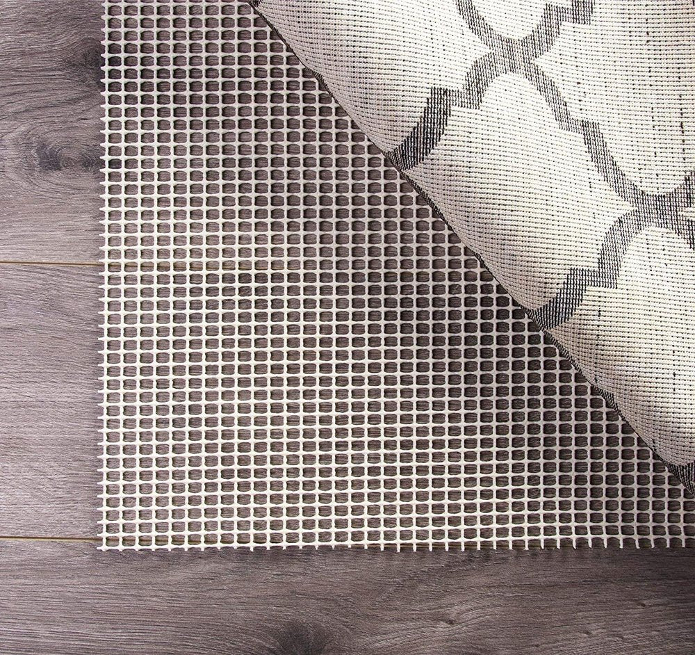 4' x 6' Ivory Striped Weave Non Slip Rug Pad