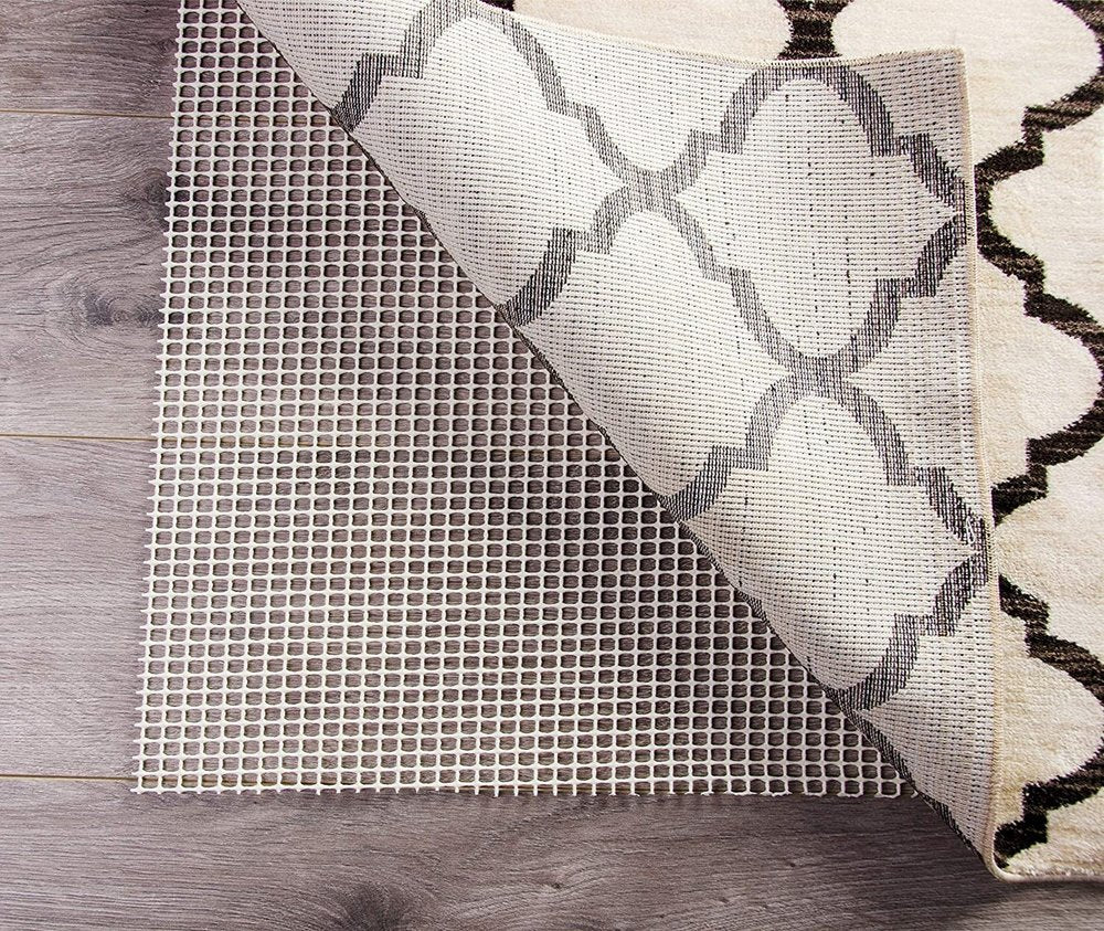 4' x 6' Ivory Striped Weave Non Slip Rug Pad