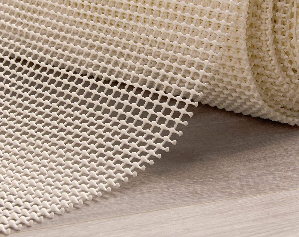 4' x 6' Ivory Striped Weave Non Slip Rug Pad
