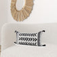 White And Gray Fringed Lumbar Pillow Cover