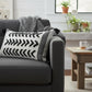White And Gray Fringed Lumbar Pillow Cover