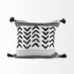 White And Gray Fringed Pillow Cover