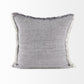 Fringed Blue And Beige Square Accent Pillow Cover