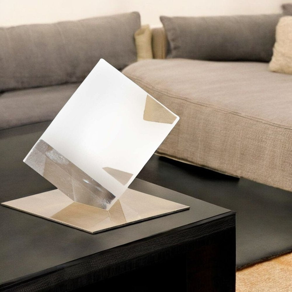 5" Optical Glass Cube And Gold Sculpture