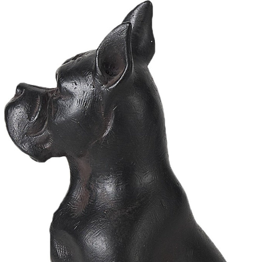 9" Black Resin Bull Dog Tabletop Sculpture