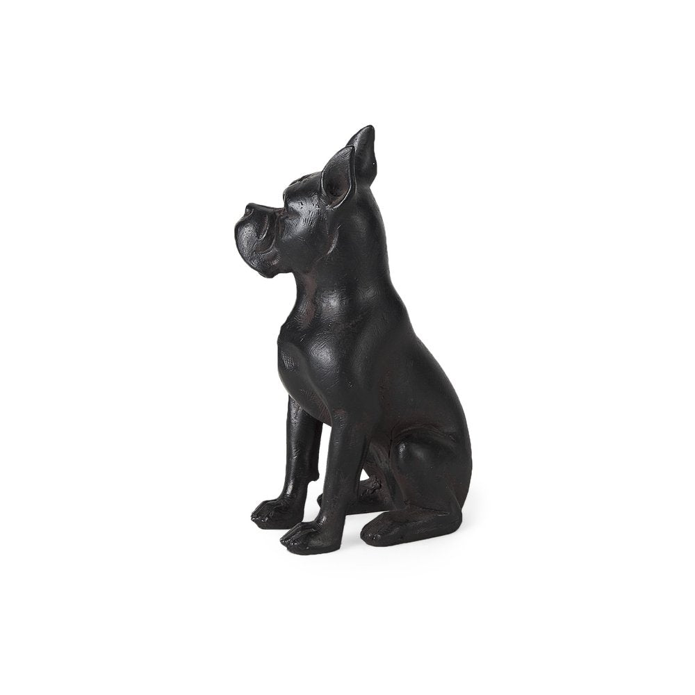 9" Black Resin Bull Dog Tabletop Sculpture