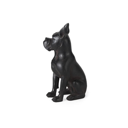 9" Black Resin Bull Dog Tabletop Sculpture