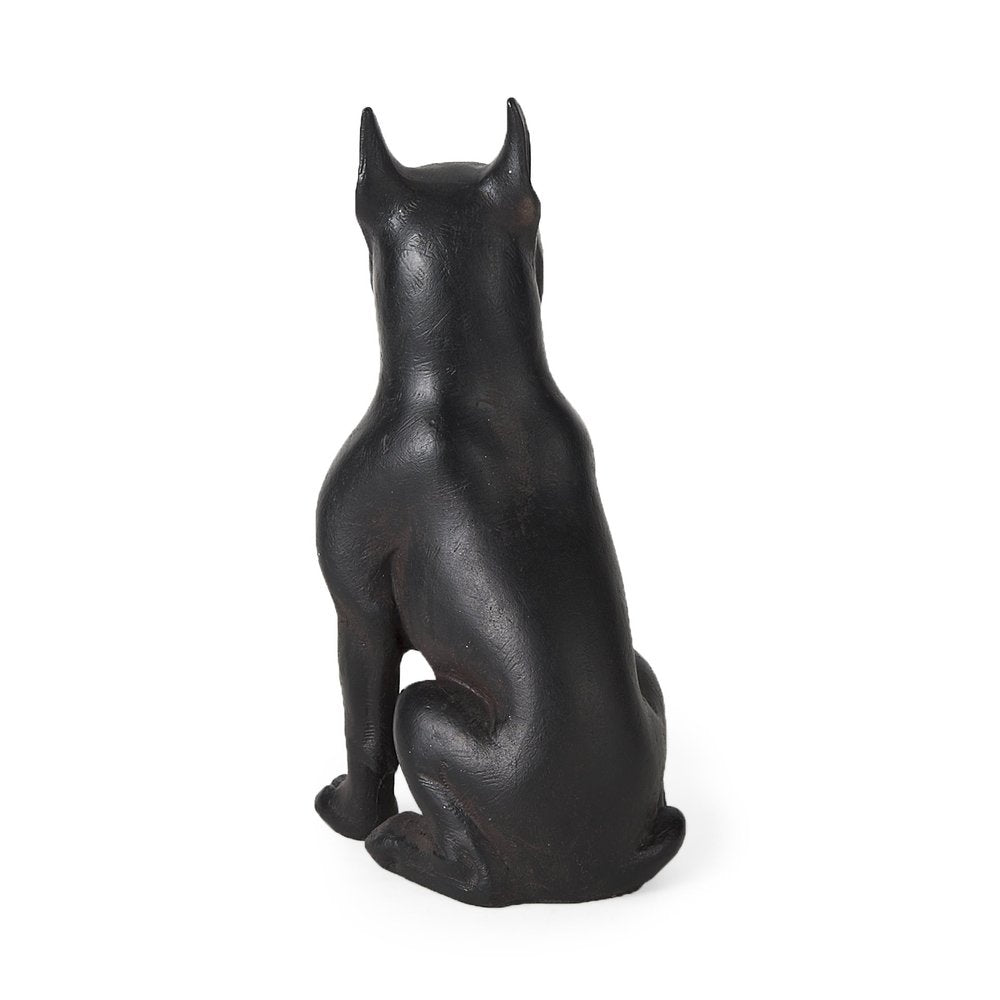 9" Black Resin Bull Dog Tabletop Sculpture