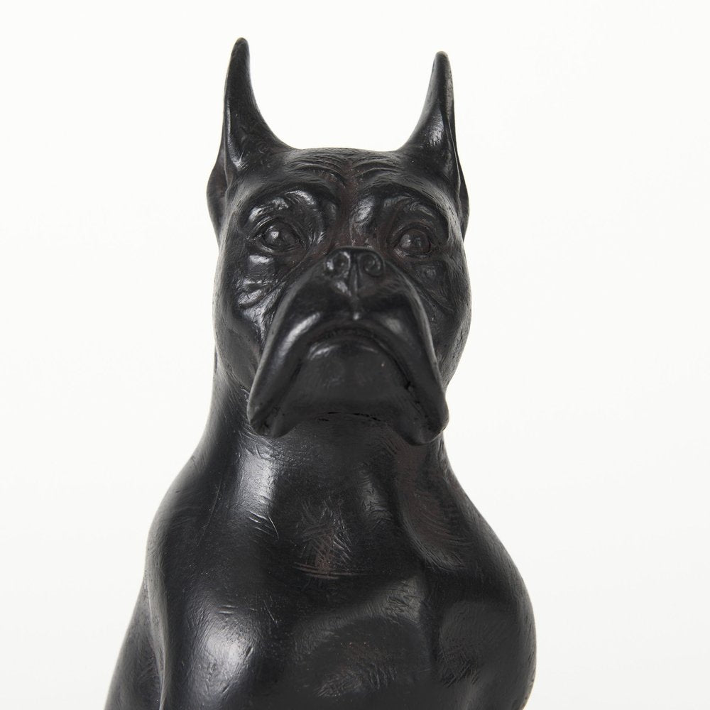 9" Black Resin Bull Dog Tabletop Sculpture