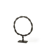 15" Black Metal Round Braided Tabletop Sculpture