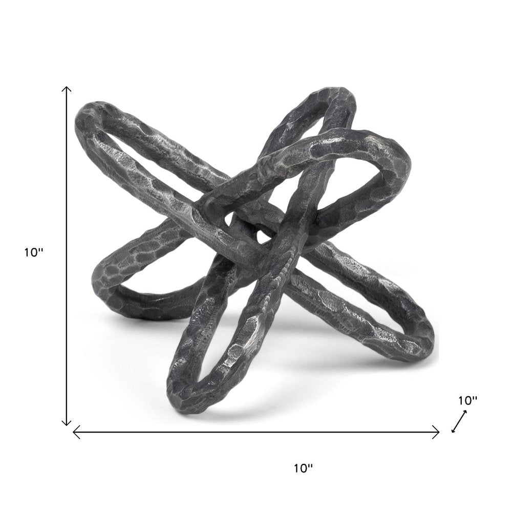 10" Antiqued Silver Metal Chain Link Tabletop Sculpture