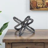 10" Antiqued Silver Metal Chain Link Tabletop Sculpture