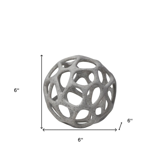 6" Gray Metal Abstract Decorative Orb Tabletop Sculpture