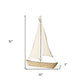 32" Brown Wood and Fabric Sailboat Tabletop Sculpture