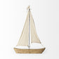 32" Brown Wood and Fabric Sailboat Tabletop Sculpture