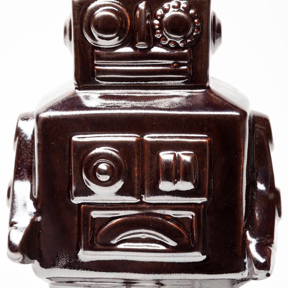 7" Silver Metal Robot Shaped Sculpture