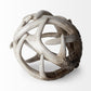 5" Off White And Brown Resin Faux Antler Decorative Orb