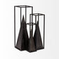 Black Metal Framed Pyramid Sculpture
