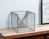 8" Silver Metal Cube Tabletop Sculpture