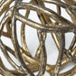 7" Antiqued Gold Rustic Tree Branch Aluminum Orb Tabletop Sculpture