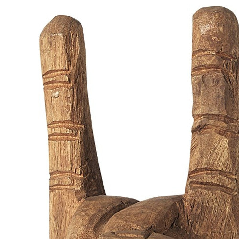 13" Brown Metal Hand Tabletop Sculpture