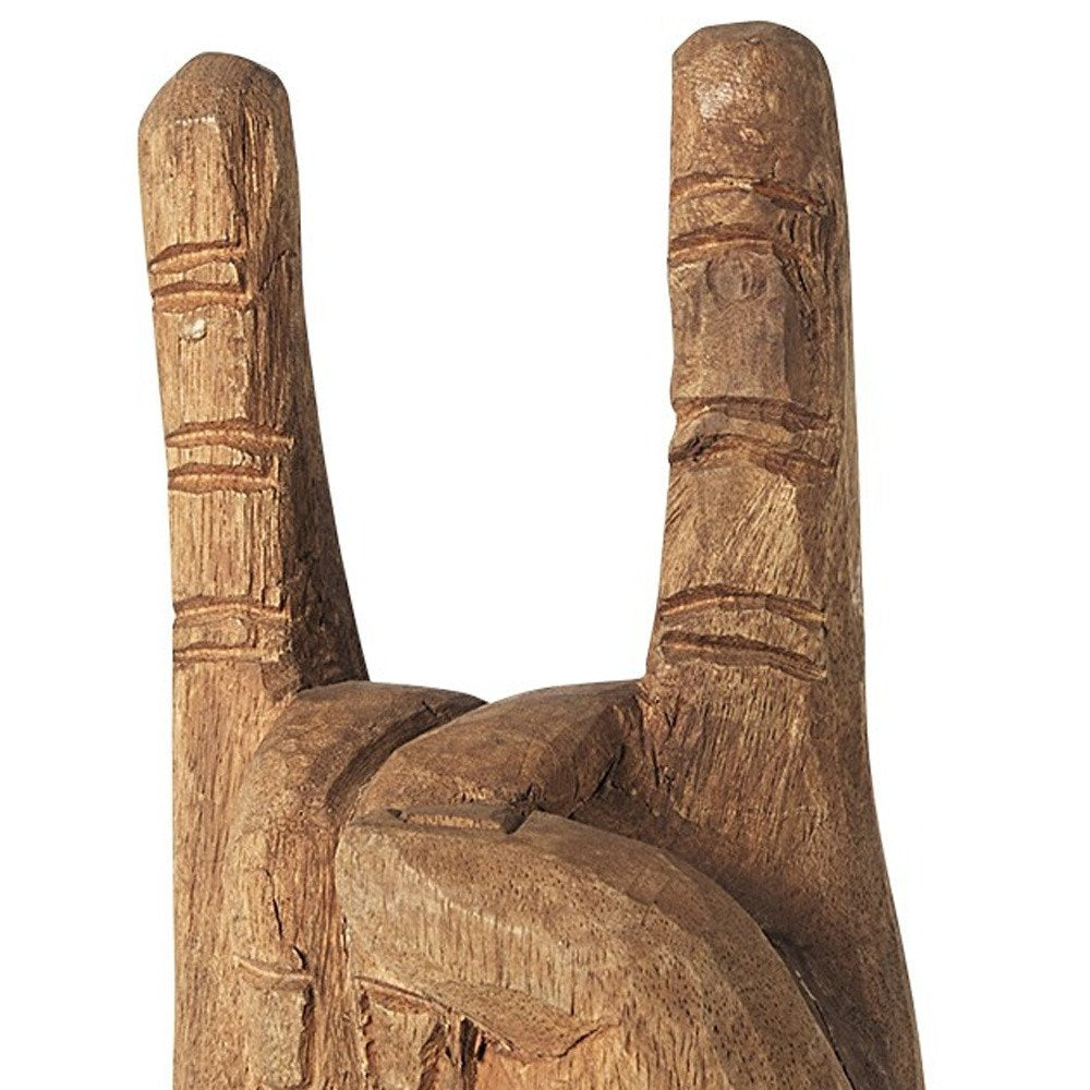 13" Brown Metal Hand Tabletop Sculpture