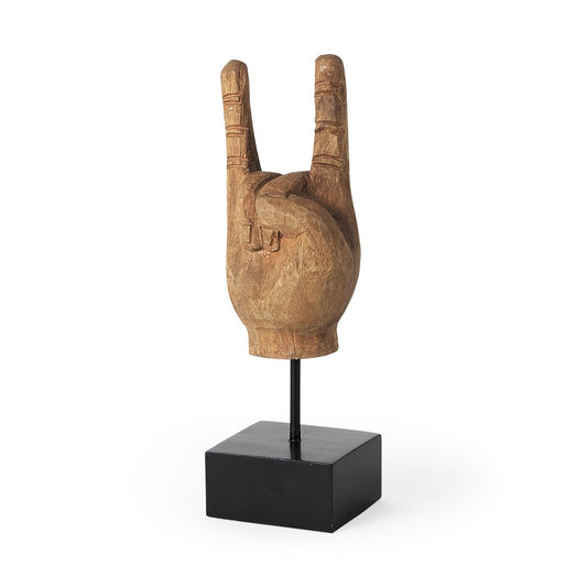 13" Brown Metal Hand Tabletop Sculpture