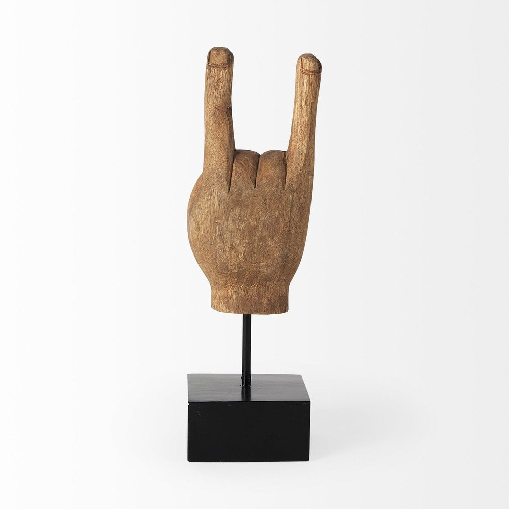 13" Brown Metal Hand Tabletop Sculpture
