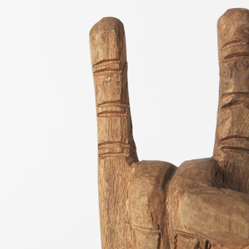 13" Brown Metal Hand Tabletop Sculpture