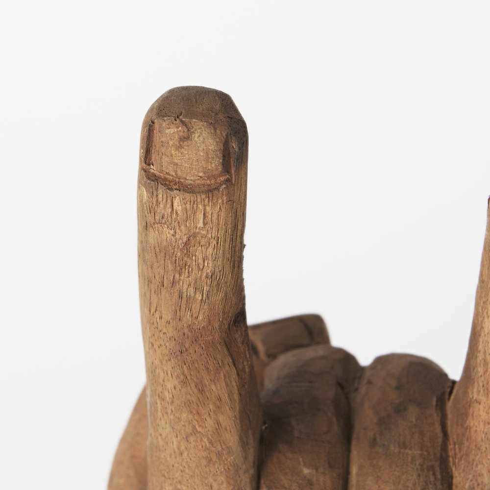 13" Brown Metal Hand Tabletop Sculpture